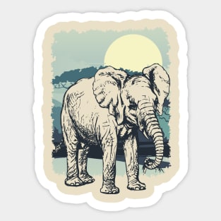 Elephant on African Landscape Sticker